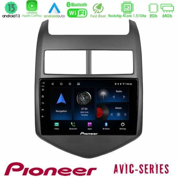 Pioneer AVIC 4Core Android13 2+64GB Chevrolet Aveo 2011-2017 Navigation Multimedia Tablet 9"