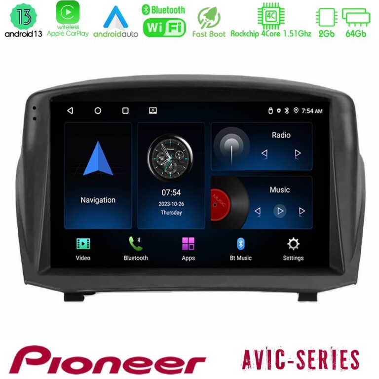 Pioneer AVIC 4Core Android13 2+64GB Ford Fiesta 2008-2016 Navigation Multimedia Tablet 9" (Oem Style)