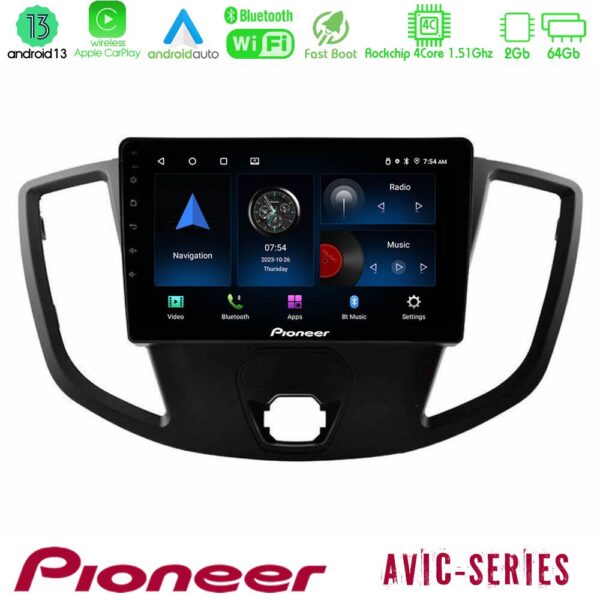 Pioneer AVIC 4Core Android13 2+64GB Ford Transit 2014-> Navigation Multimedia Tablet 9"