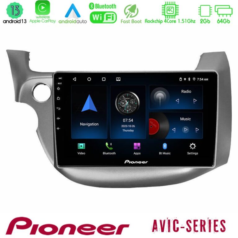 Pioneer AVIC 4Core Android13 2+64GB Honda Jazz 2009-2013 Navigation Multimedia Tablet 10"