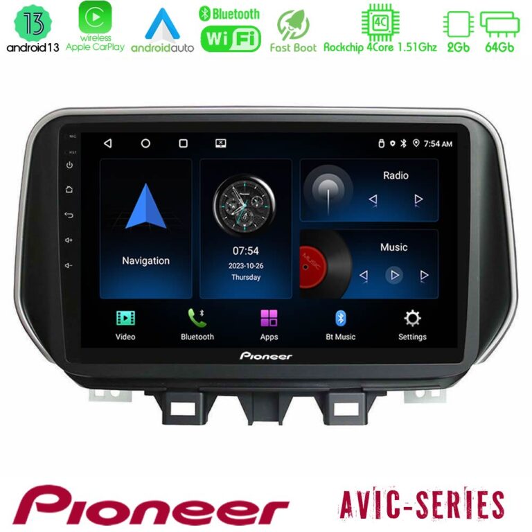 Pioneer AVIC 4Core Android13 2+64GB Hyundai Tucson 2019-> Navigation Multimedia Tablet 9"