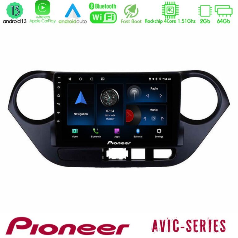 Pioneer AVIC 4Core Android13 2+64GB Hyundai i10 2014-2020 Navigation Multimedia Tablet 9"