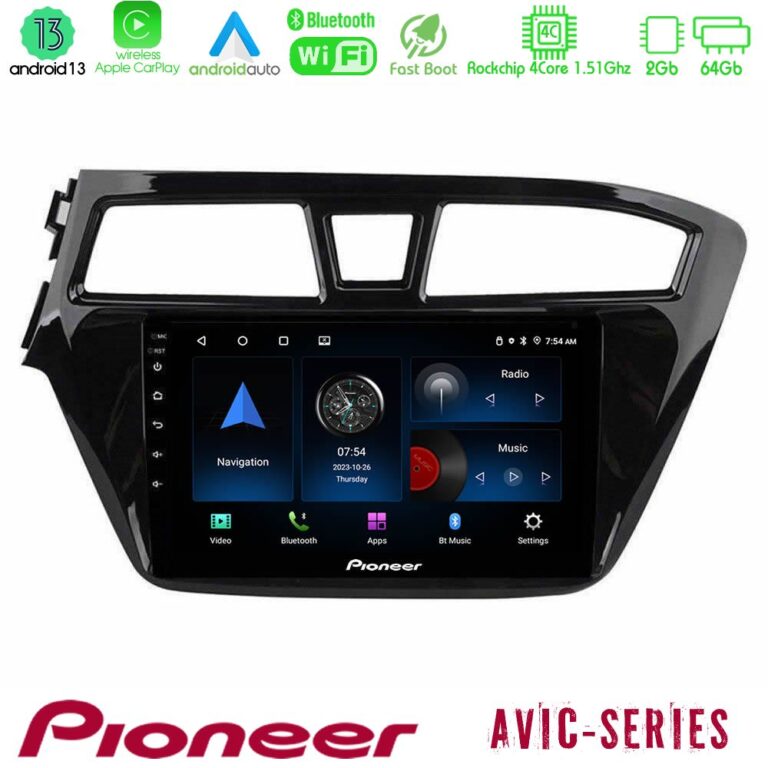 Pioneer AVIC 4Core Android13 2+64GB Hyundai i20 2014-2018 Navigation Multimedia Tablet 9"