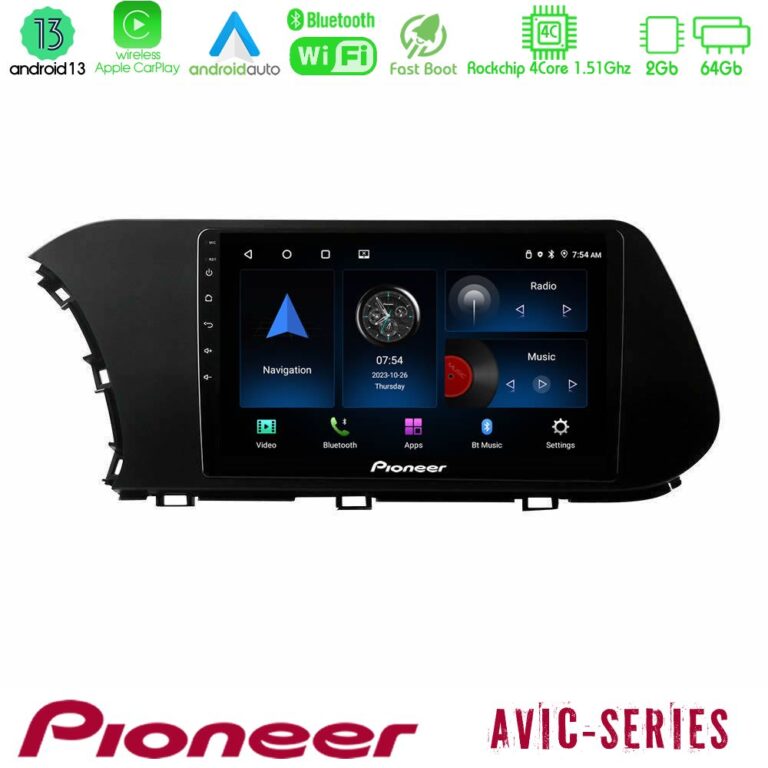 Pioneer AVIC 4Core Android13 2+64GB Hyundai i20 2021-2024 Navigation Multimedia Tablet 9"