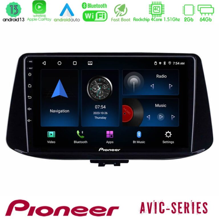 Pioneer AVIC 4Core Android13 2+64GB Hyundai i30 Navigation Multimedia Tablet 9"