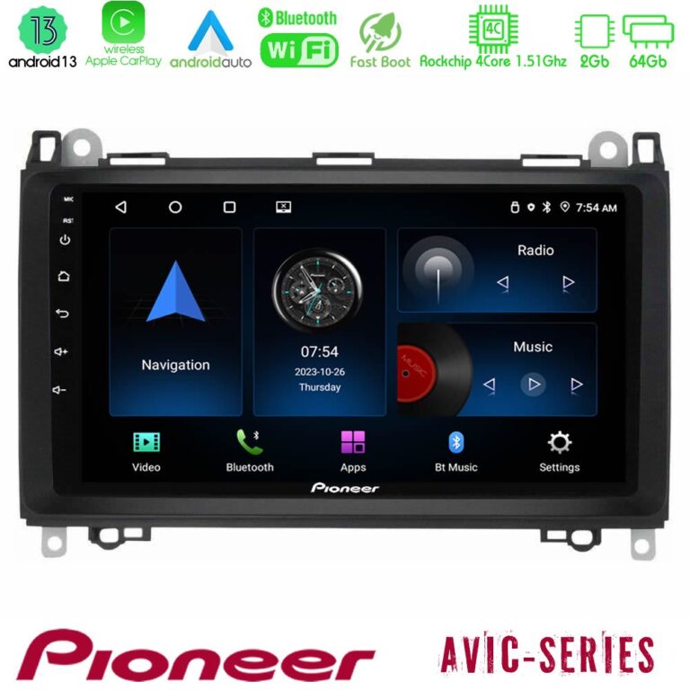 Pioneer AVIC 4Core Android13 2+64GB Mercedes A/B/Vito/Sprinter Class Navigation Multimedia Tablet 9"