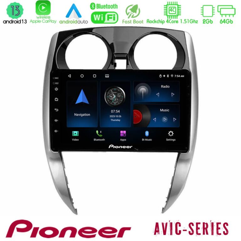 Pioneer AVIC 4Core Android13 2+64GB Nissan Note 2013-2018 Navigation Multimedia Tablet 10"