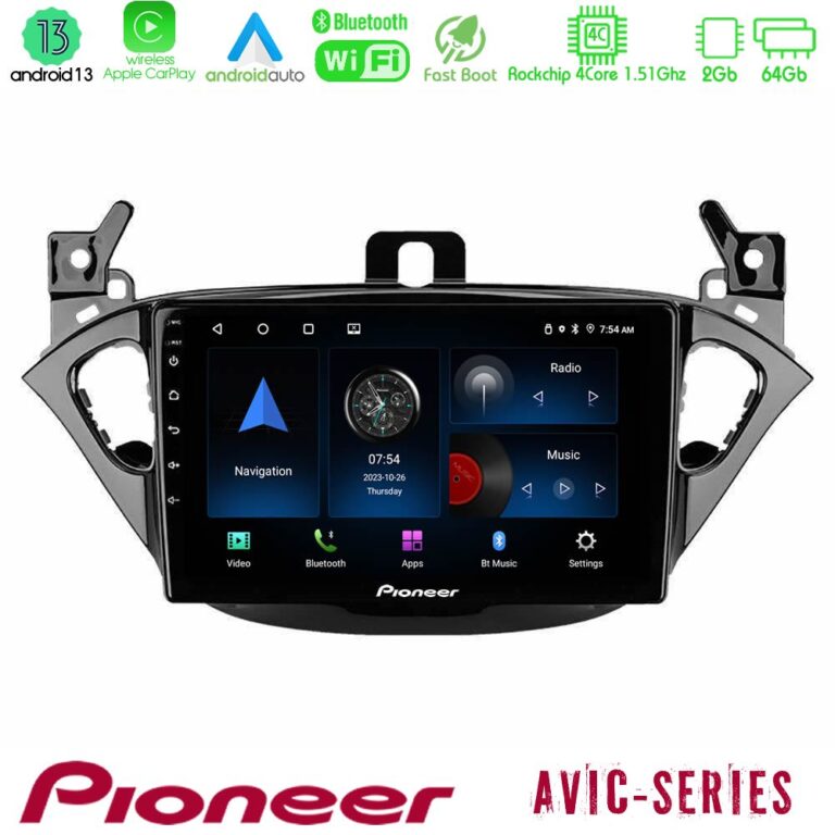 Pioneer AVIC 4Core Android13 2+64GB Opel Corsa E/Adam Navigation Multimedia Tablet 9"