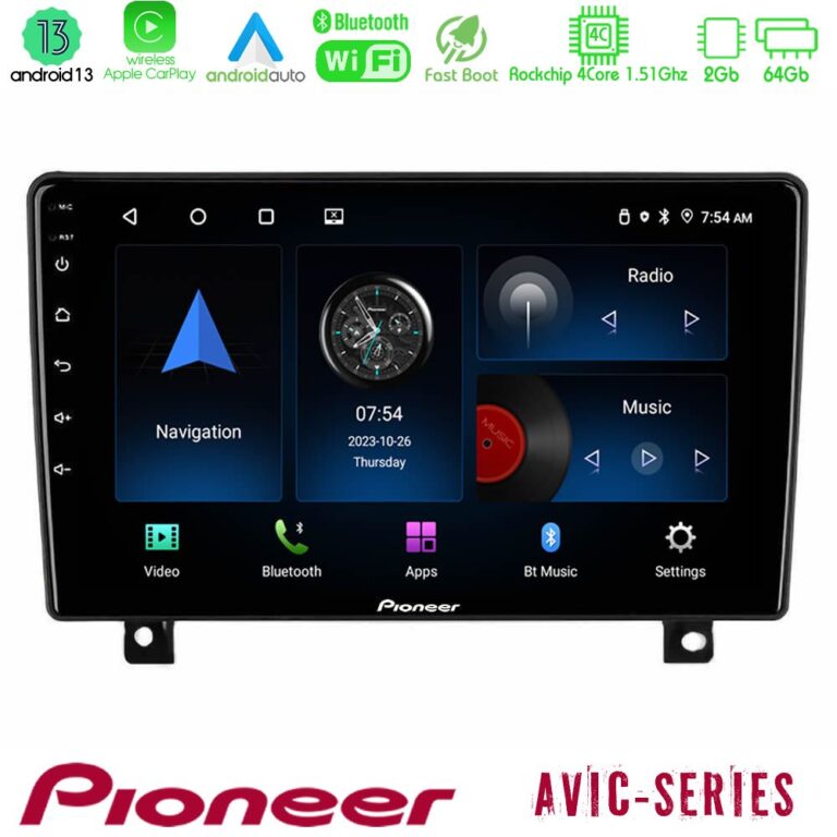 Pioneer AVIC 4Core Android13 2+64GB Opel Astra H Navigation Multimedia Tablet 9" (dashboard version)