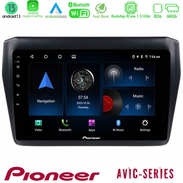 Pioneer AVIC 4Core Android13 2+64GB Suzuki Swift 2017-2023 Navigation Multimedia Tablet 9"