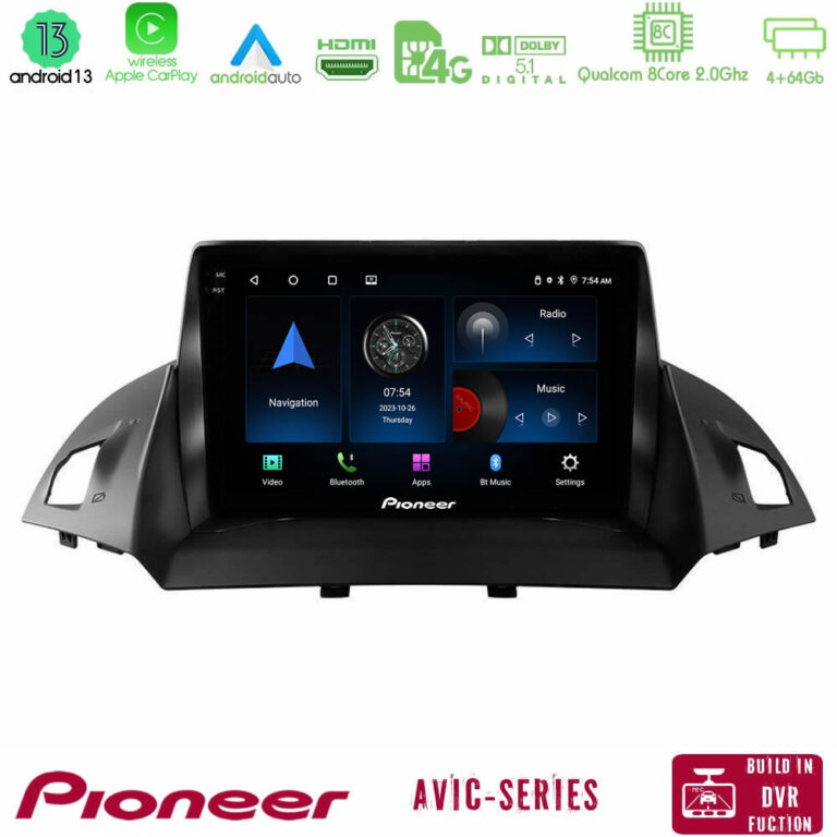 Pioneer AVIC 8Core Android13 4+64GB Ford C-Max/Kuga Navigation Multimedia Tablet 9"