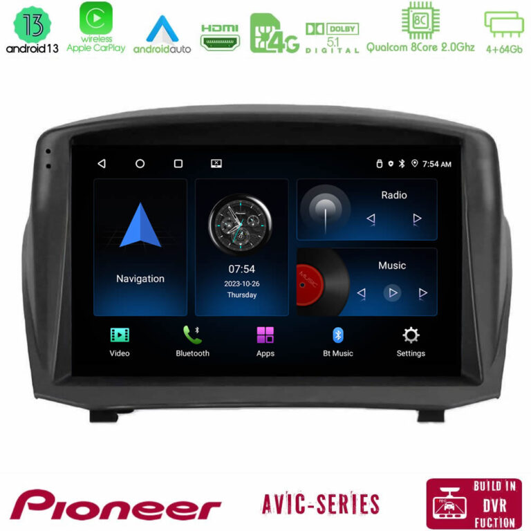 Pioneer AVIC 8Core Android13 4+64GB Ford Fiesta 2008-2016 Navigation Multimedia Tablet 9" (Oem Style)