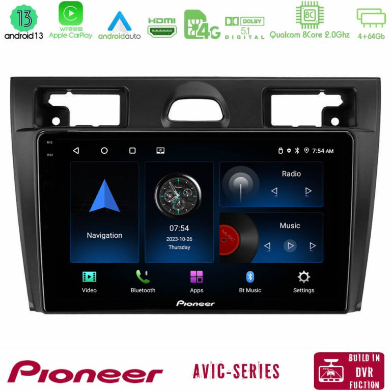 Pioneer AVIC 8Core Android13 4+64GB Ford Fiesta/Fusion Navigation Multimedia Tablet 9"