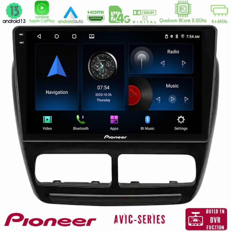 Pioneer AVIC 8Core Android13 4+64GB Fiat Doblo / Opel Combo 2010-2014 Navigation Multimedia Tablet 9"