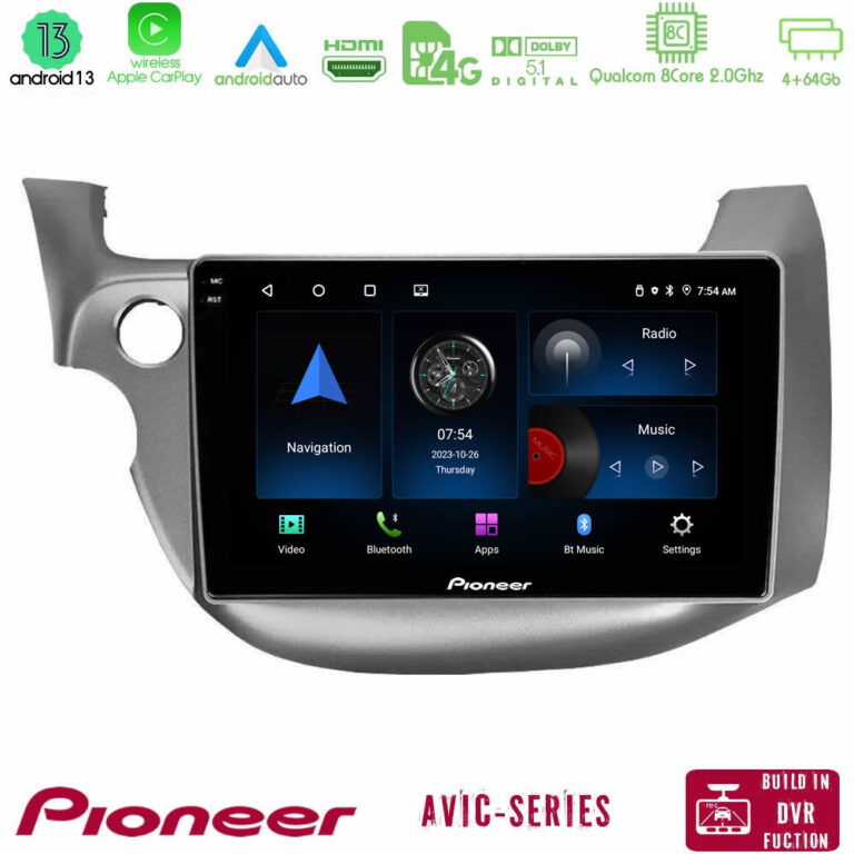 Pioneer AVIC 8Core Android13 4+64GB Honda Jazz 2009-2013 Navigation Multimedia Tablet 10"