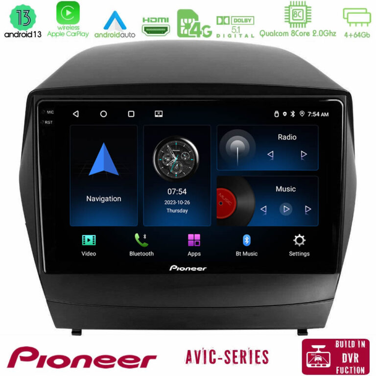 Pioneer AVIC 8Core Android13 4+64GB Hyundai IX35 Auto A/C Navigation Multimedia Tablet 9"