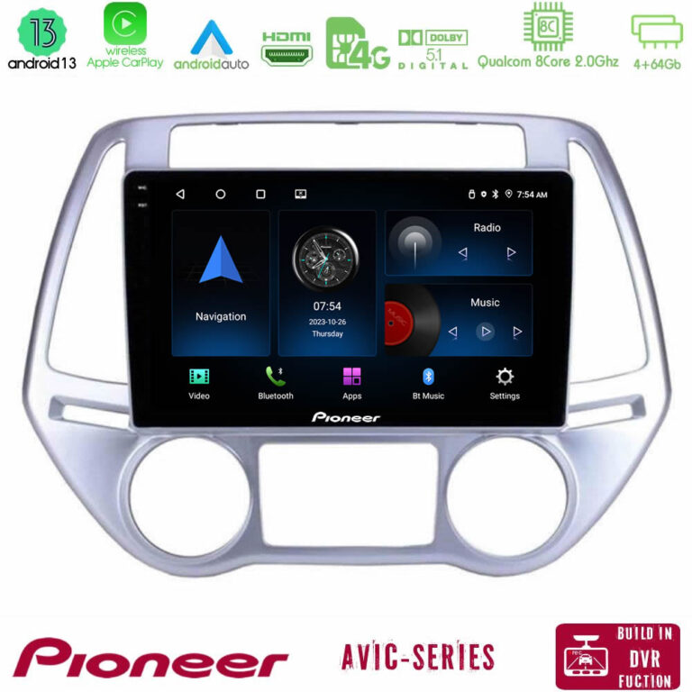 Pioneer AVIC 8Core Android13 4+64GB Hyundai i20 2012-2014 Navigation Multimedia Tablet 9"