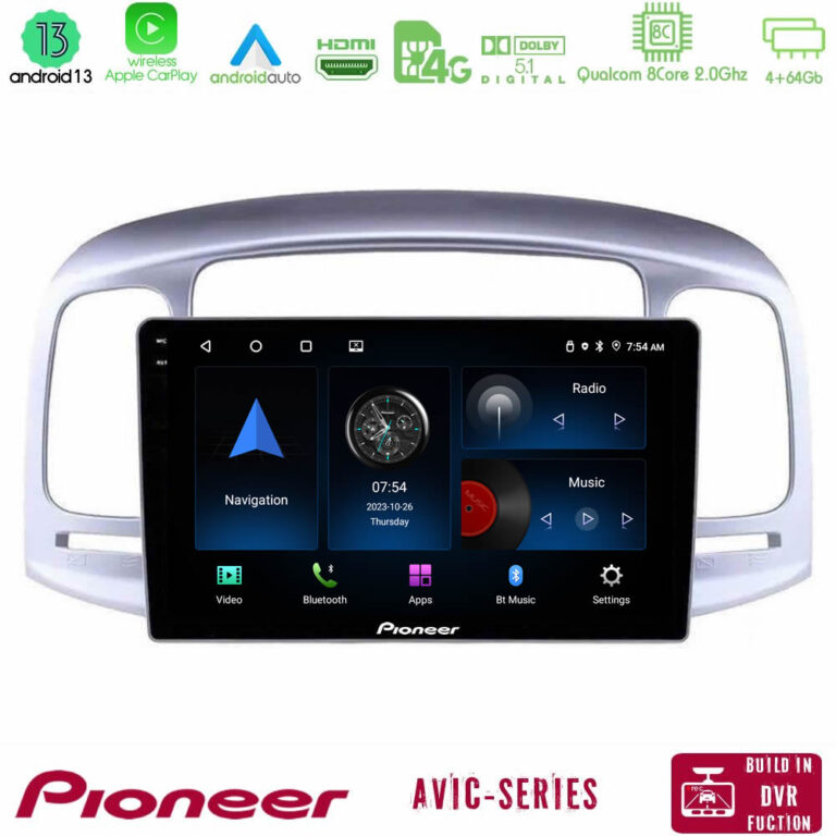 Pioneer AVIC 8Core Android13 4+64GB Hyundai Accent 2006-2011 Navigation Multimedia Tablet 9"