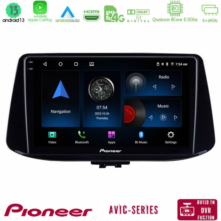 Pioneer AVIC 8Core Android13 4+64GB Hyundai i30 Navigation Multimedia Tablet 9"