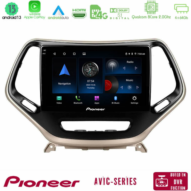 Pioneer AVIC 8Core Android13 4+64GB Jeep Cherokee 2014-2019 Navigation Multimedia Tablet 9"