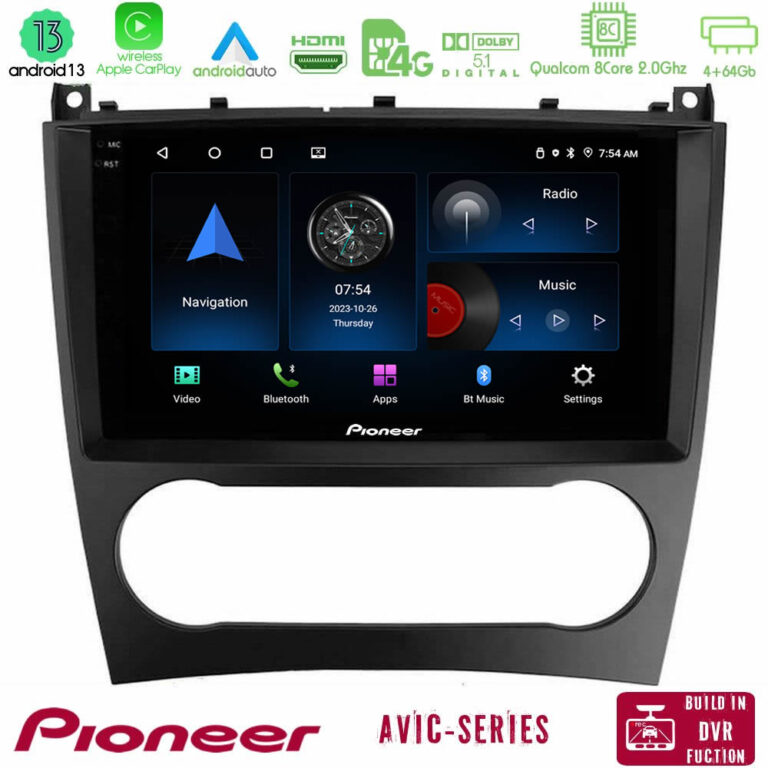 Pioneer AVIC 8Core Android13 4+64GB Mercedes W203 Facelift Navigation Multimedia Tablet 9"