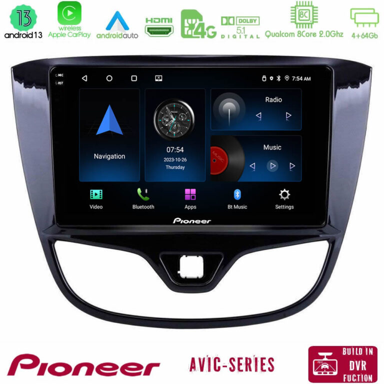 Pioneer AVIC 8Core Android13 4+64GB Opel Karl 2017-2019 Navigation Multimedia Tablet 9"