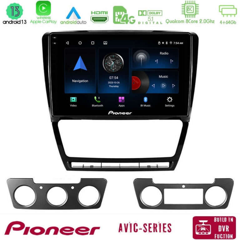 Pioneer AVIC 8Core Android13 4+64GB Skoda Octavia 5 Navigation Multimedia Tablet 10"