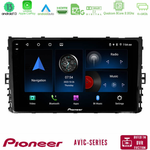 Pioneer AVIC 8Core Android13 4+64GB VW MQB 2017-> Navigation Multimedia Tablet 9"