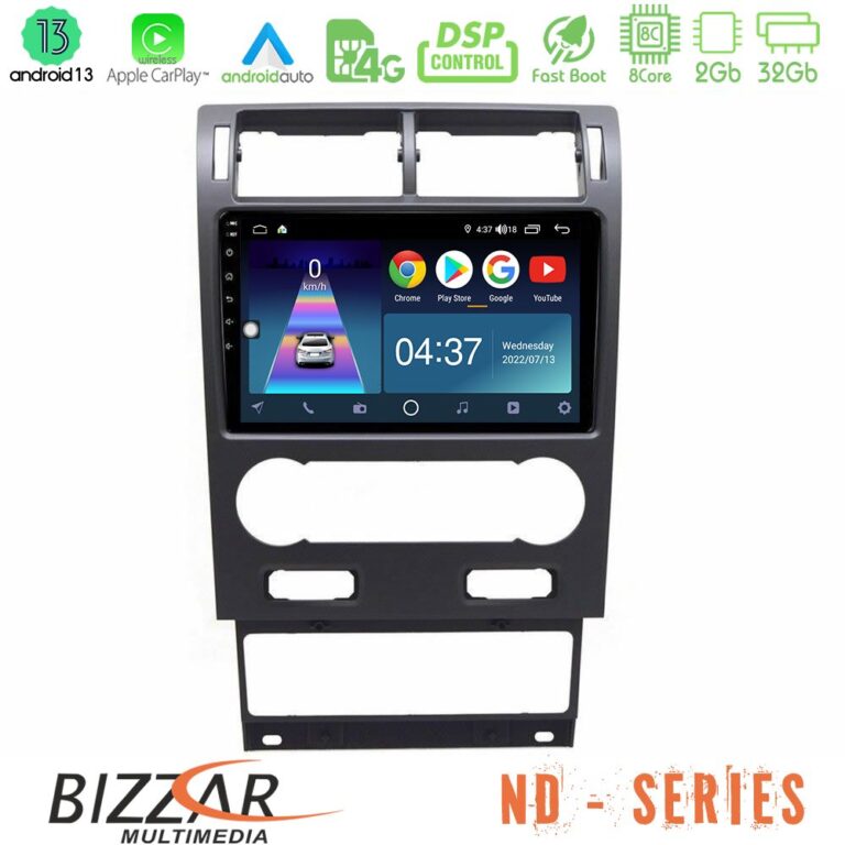 Bizzar ND Series 8Core Android13 2+32GB Ford Mondeo 2004-2007 Navigation Multimedia Tablet 9"