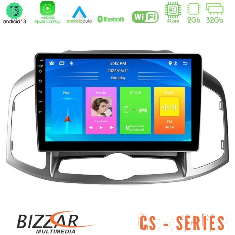 Bizzar CS Series 4Core Android13 2+32GB Chevrolet Captiva 2012-2016 Navigation Multimedia Tablet 9"