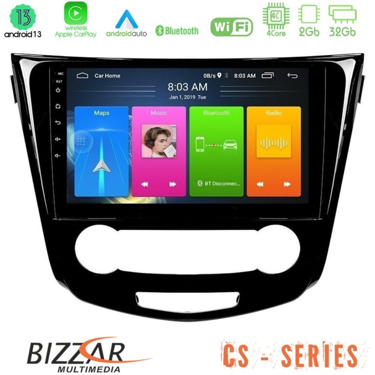 Bizzar CS Series 4Core Android13 2+32GB Nissan Qashqai J11 (Manual A/C) Navigation Multimedia Tablet 10"