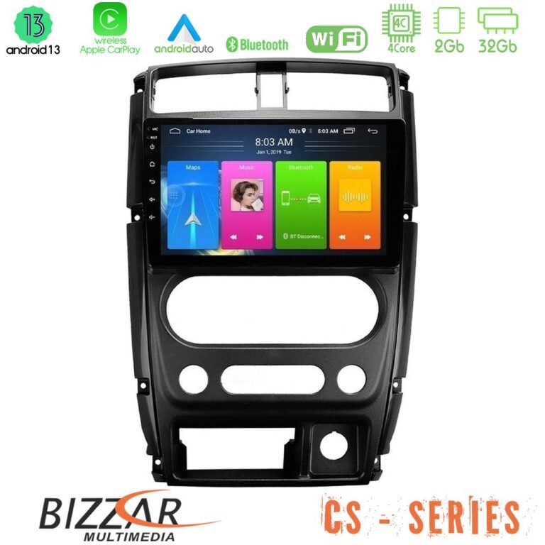 Bizzar CS Series 4Core Android13 2+32GB Suzuki Jimny 2007-2017 Navigation Multimedia Tablet 9"