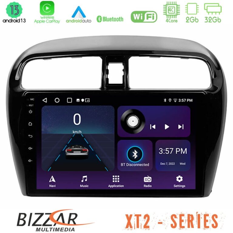 Bizzar XT2 Series 4Core Android13 2+32GB Mitsubishi Space Star 2013-2016 Navigation Multimedia Tablet 9"