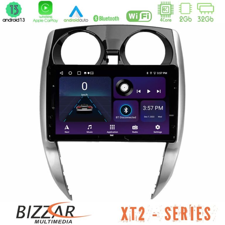 Bizzar XT2 Series 4Core Android13 2+32GB Nissan Note 2013-2018 Navigation Multimedia Tablet 10"